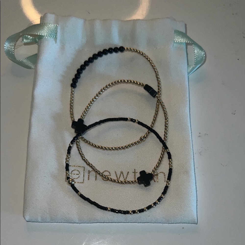 Enewton Chic Gold and Black Beaded Bracelet Trio